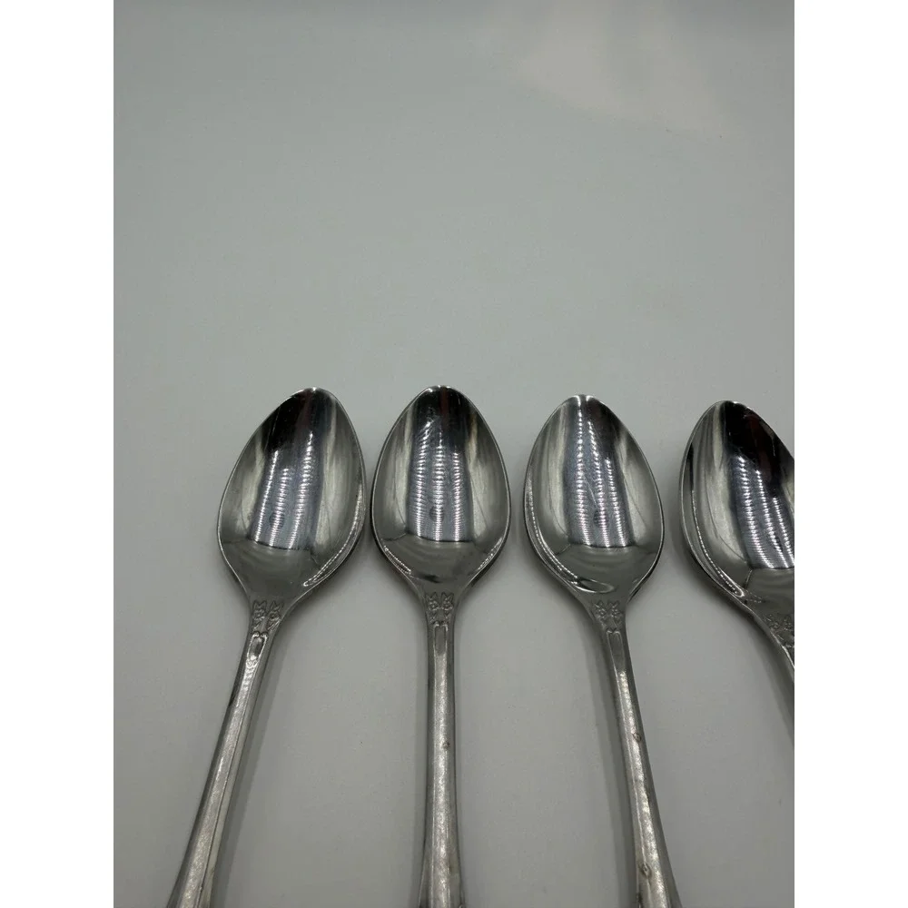 Ekco Eterna Florentine Stainless Teaspoons Set of 6 Floral Flatware Hong Kong
